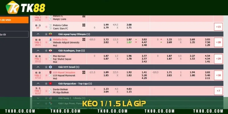 Định nghĩa nhanh về kèo chấp có tỷ lệ cược 1/1.5 hấp dẫn